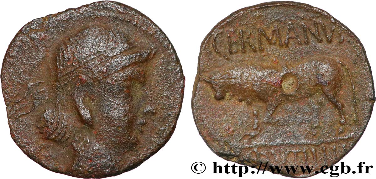 RÈMES (Région de Reims) Bronze GERMANVS INDVTILLI au taureau (Quadrans) TTB