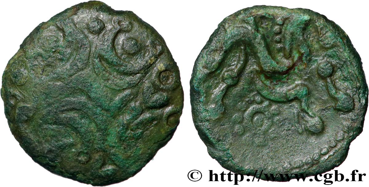 GALLIA - AULERCI EBUROVICES (Región d Evreux) Bronze au cheval, dérivé de types belges BC+/MBC