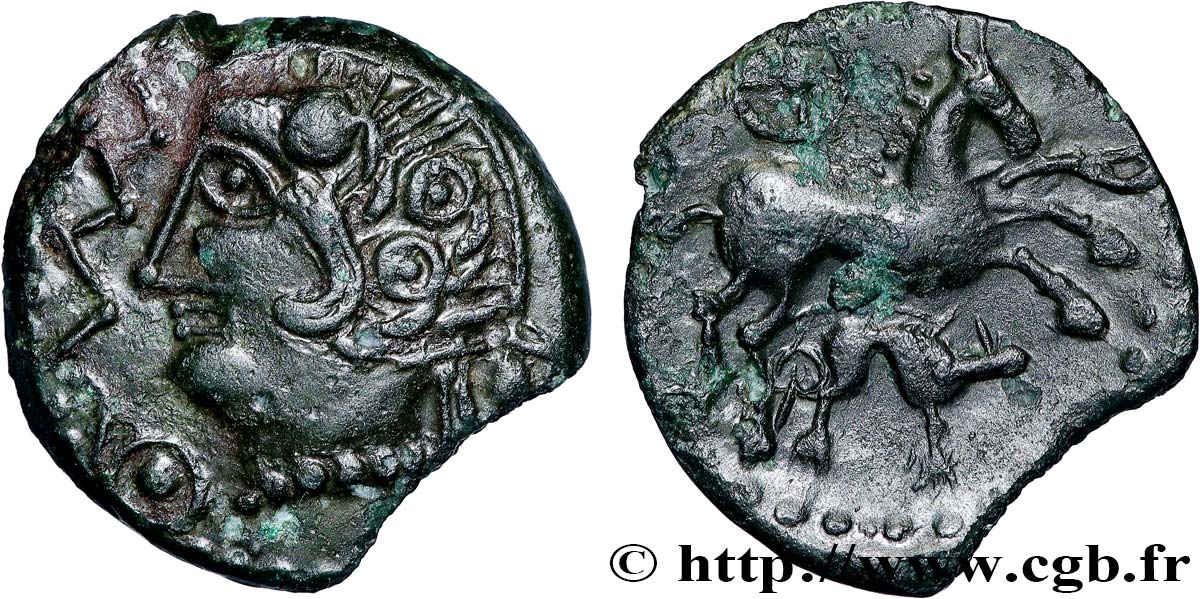 GALLIA - AULERCI EBUROVICES (Area of Évreux) Bronze au cheval, au sanglier et à la rouelle AU/AU