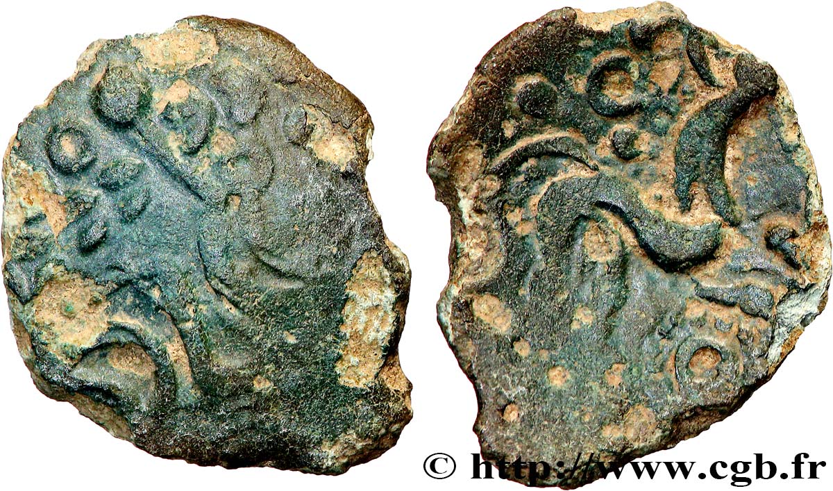 GALLIA - AULERCI EBUROVICES (Area of Évreux) Bronze au cheval, dérivé de types belges VF