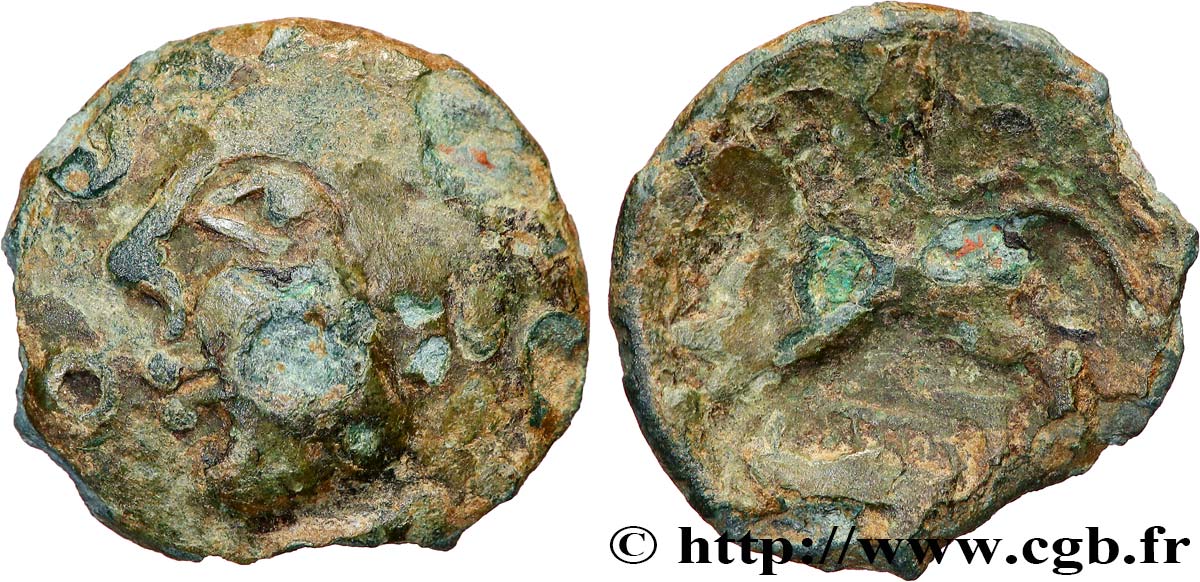 GALLIA - AULERCI EBUROVICES (Regione d Evreux) Bronze au cheval et au sanglier q.MB