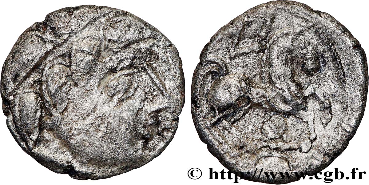 SANTONS / CENTRE-OUEST, Incertaines Drachme d’argent à l hippophore TTB