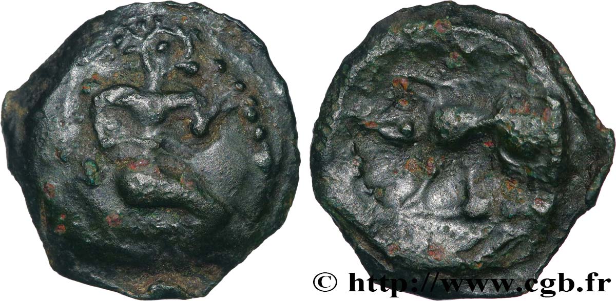 GALLIA - BELGICA - BELLOVACI (Región de Beauvais) Bronze au personnage agenouillé et au sanglier MBC/BC+