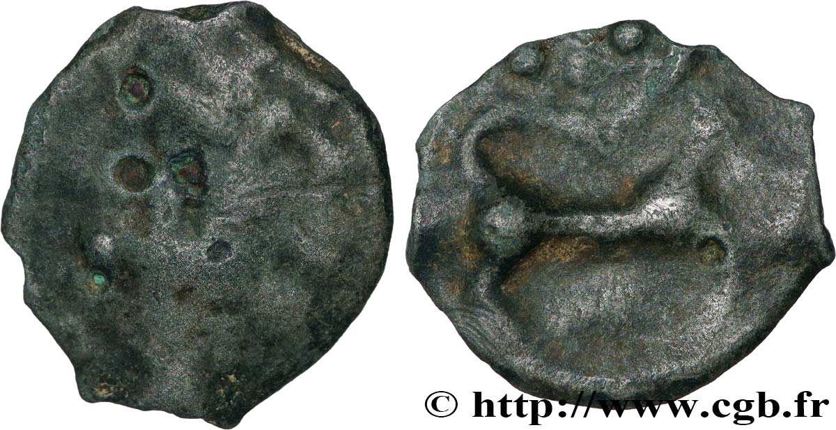 GALLIA - ÆDUI (BIBRACTE, Area of the Mont-Beuvray) Potin au profil à la croix F/VF