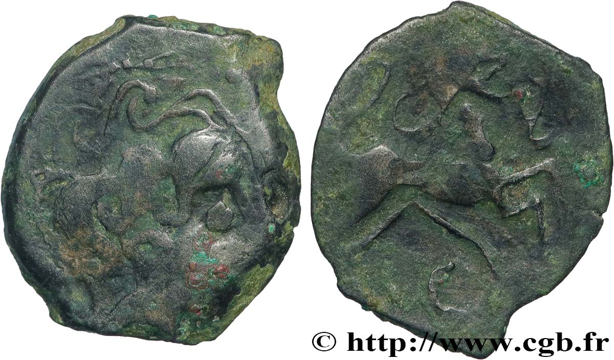 PICTONES / MITTELWESTGALLIEN, UNBEKANNT Bronze au cheval androcéphale, fibule devant le cheval fSS