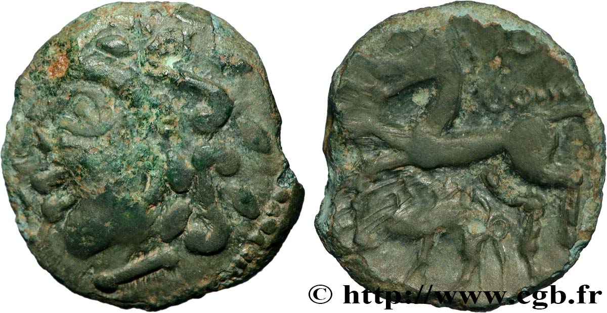 GALLIA - AULERCI EBUROVICES (Area of Évreux) Bronze au cheval et au sanglier AU