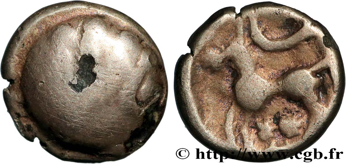 RÈMES (Région de Reims) Quart de statère “aux segments de cercles”, à l’esse B+/TTB
