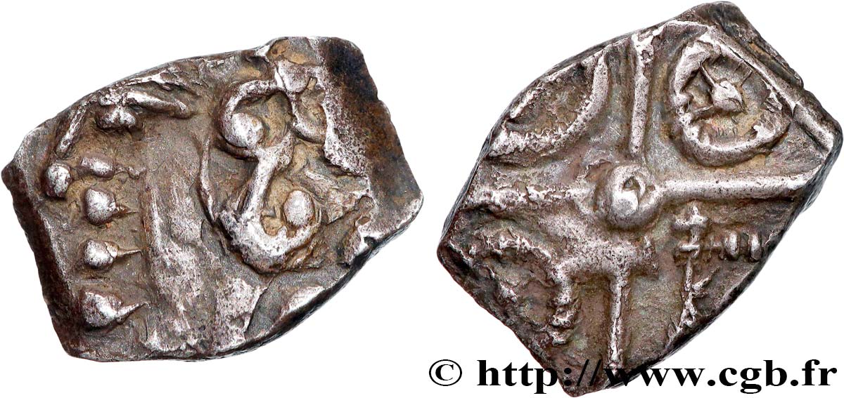 GALLIA - SUDOESTE DE LA GALLIA PETROCORES / NITIOBROGES, incertias Drachme “au style flamboyant”, S. 174 BC/MBC