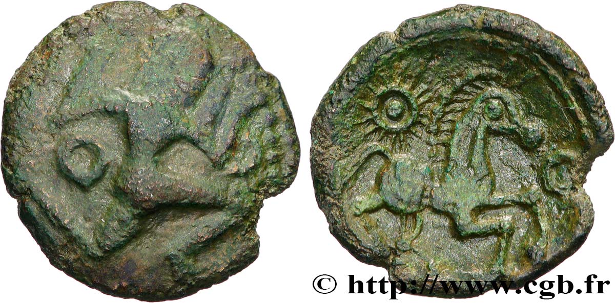 GALLIEN - BELGICA - BELLOVACI (Region die Beauvais) Bronze au personnage courant fSS/fVZ