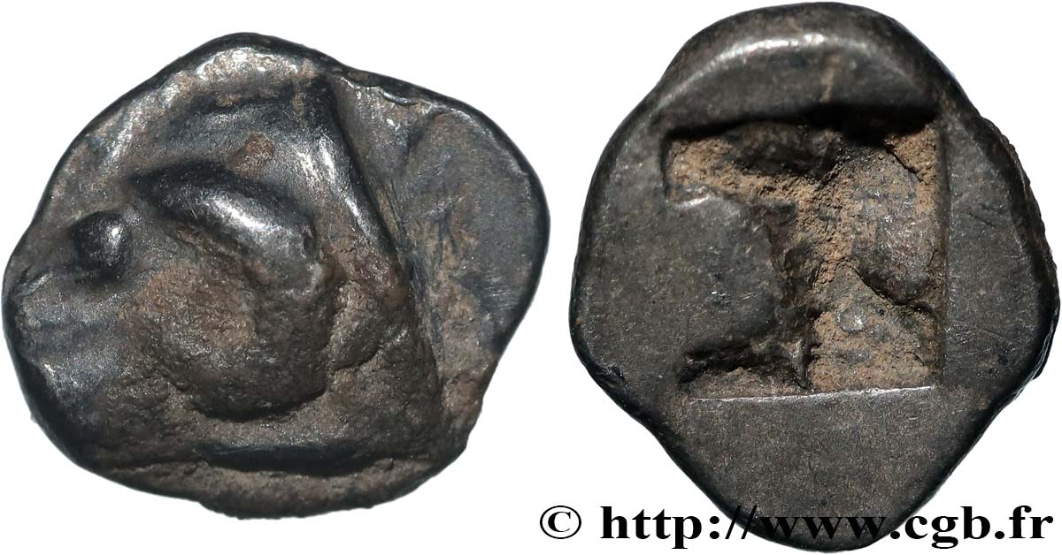 MASSALIA - MARSEILLE Hémiobole à la tête de bélier à gauche, du trésor d’Auriol  TTB
