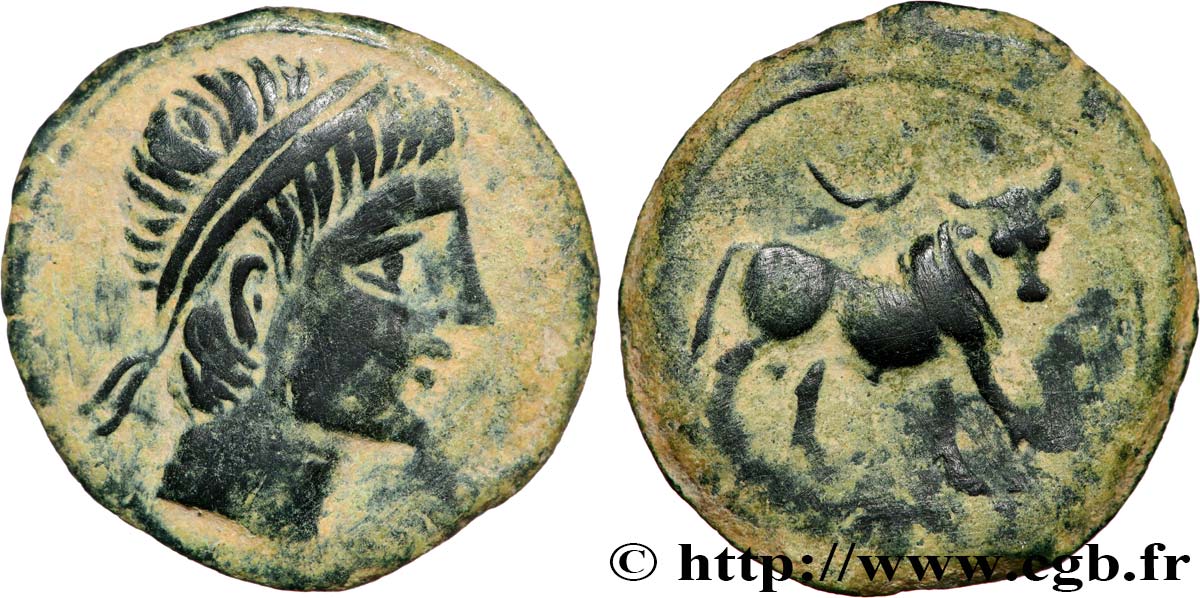 HISPANIA - CASTULO/KASTILO (Province de Jaen/Calzona) Demi-unité de bronze ou semis au taureau TTB+