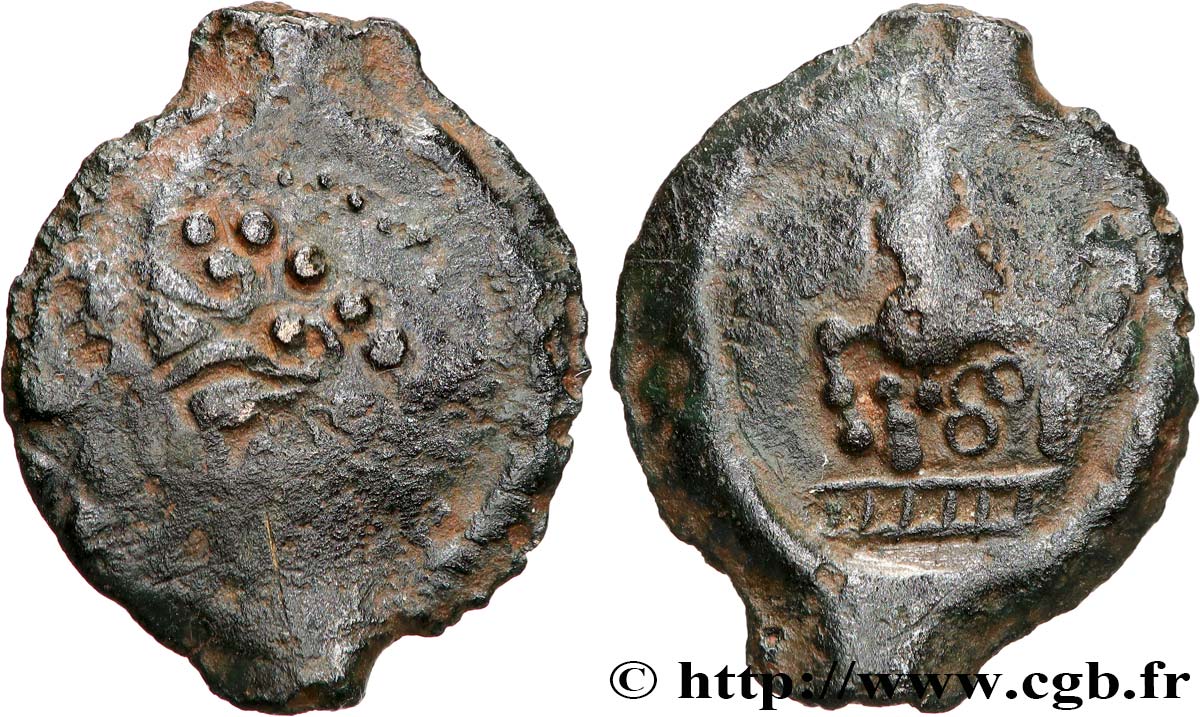 GALLIA - BITURIGES CUBI (Región de Bourges) Bronze au cheval et aux trois annelets RC+/BC
