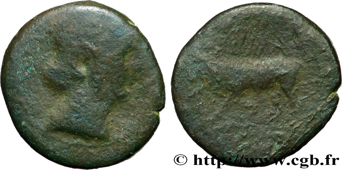 GALLIA BELGICA - REMI (Región de Reims) Bronze GERMANVS INDVTILLI au taureau (Quadrans) BC/RC