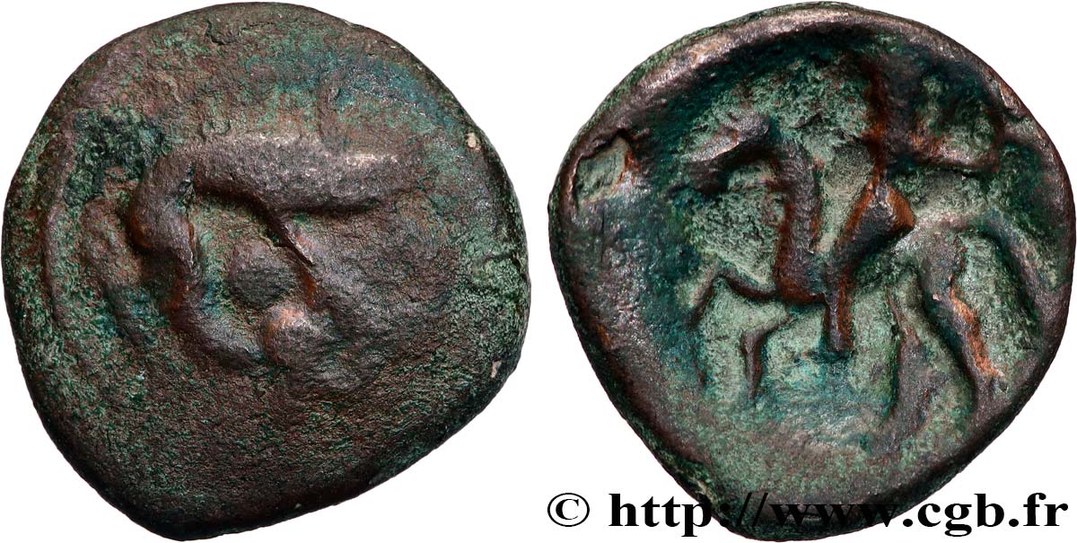 GALLIA BELGICA - AMBIANI (Región de Amiens) Bronze VACIICO, au sanglier et au cavalier RC+/BC+