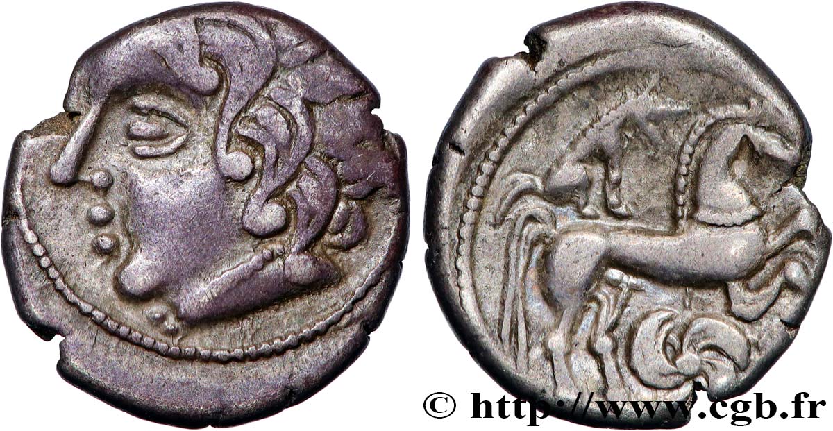 GALLIA - CARNUTES (Regione della Beauce) Drachme au loup et au cheval SPL