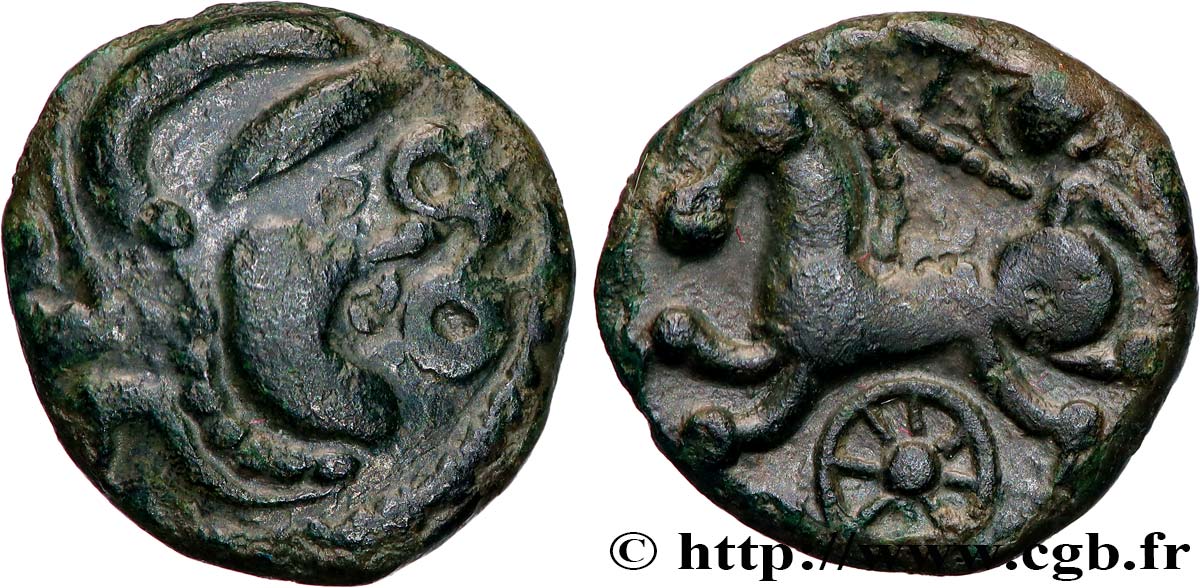GALLIA - CALETI (Area of Pays de Caux) Bronze au cheval et à la roue AU/AU