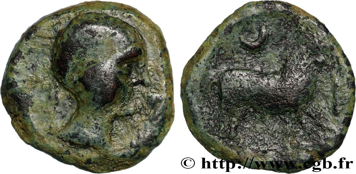 HISPANIA - CASTULO/KASTILO (Province de Jaen/Calzona) Demi-unité de bronze ou semis au taureau TTB/B+