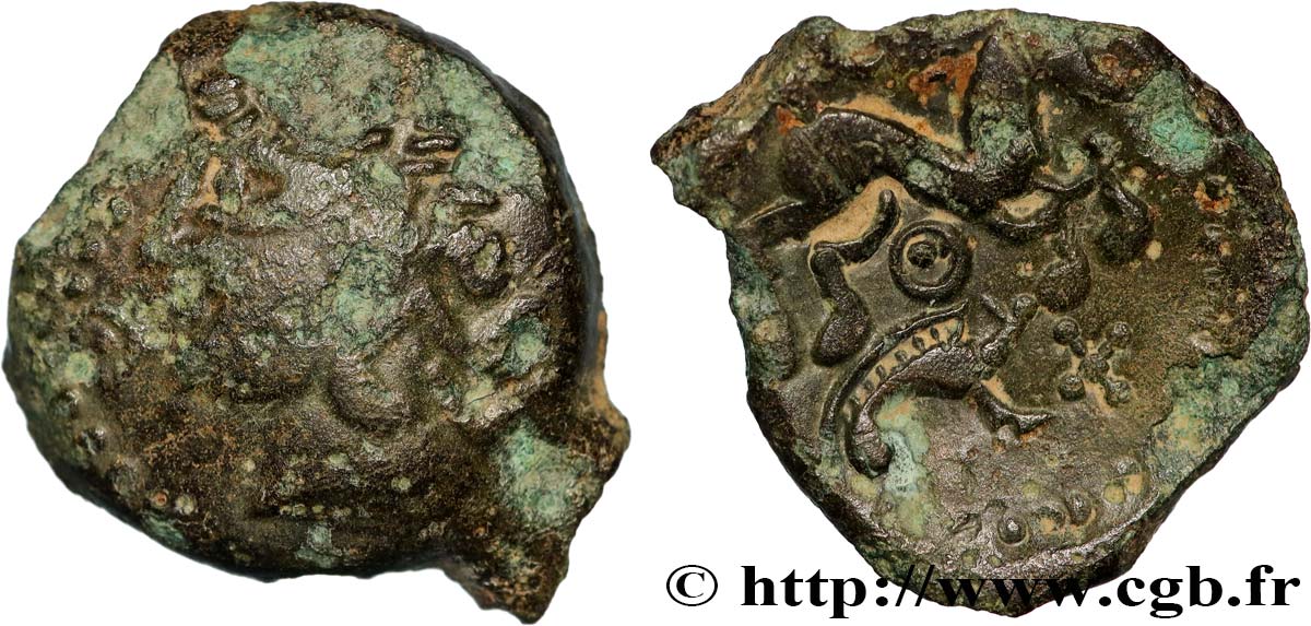 GALLIA - AULERCI EBUROVICES (Regione d Evreux) Bronze au cheval et au sanglier q.MB/q.BB