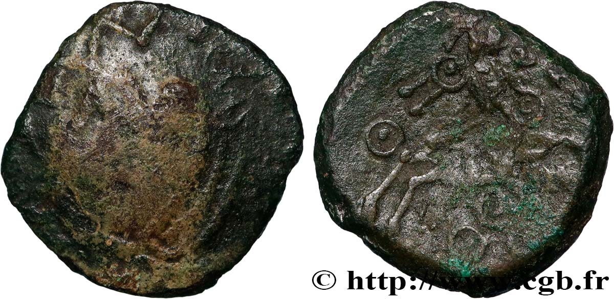 GALLIA BELGICA - REMI (Regione di Reims) Bronze au cheval et aux annelets q.B/q.BB