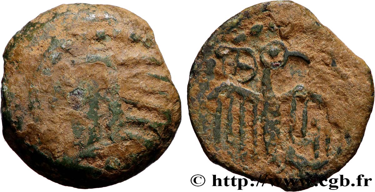 GALLIA - CARNUTES (Area of the Beauce) Bronze à l’aigle et à la rouelle, tête à droite VF/VF