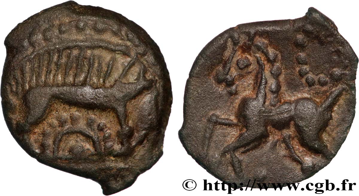 VELIOCASSES, Unspecified Bronze au cheval et au sanglier EBC