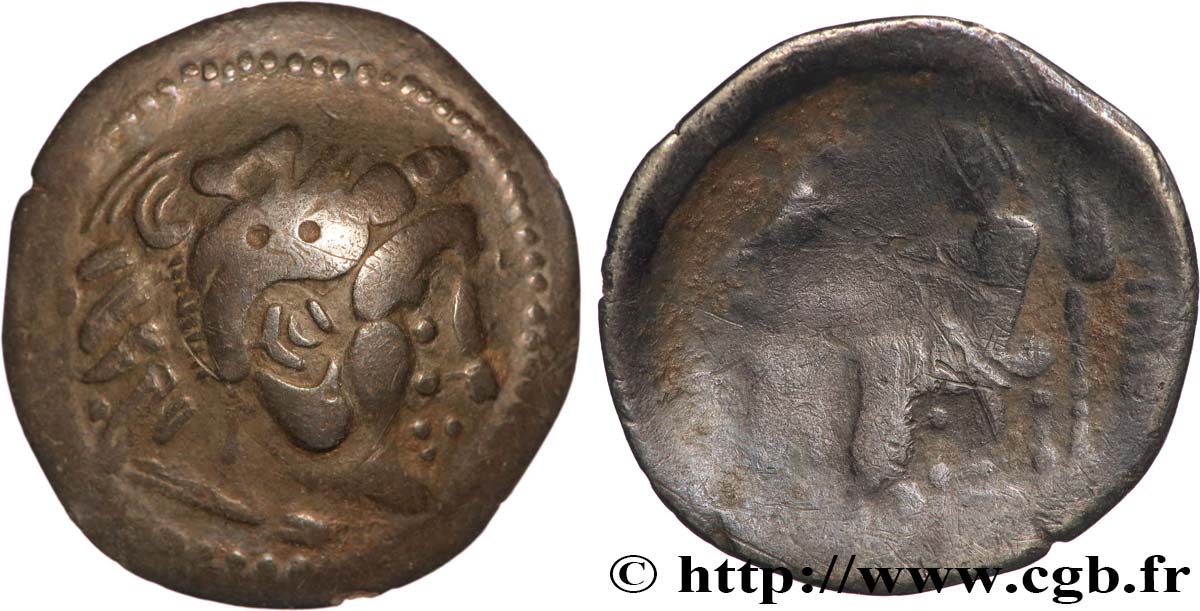 CELTES DU DANUBE - IMITATIONS DES TÉTRADRACHMES D ALEXANDRE III ET DE SES SUCCESSEURS Drachme, imitation du type de Philippe III TB+/B