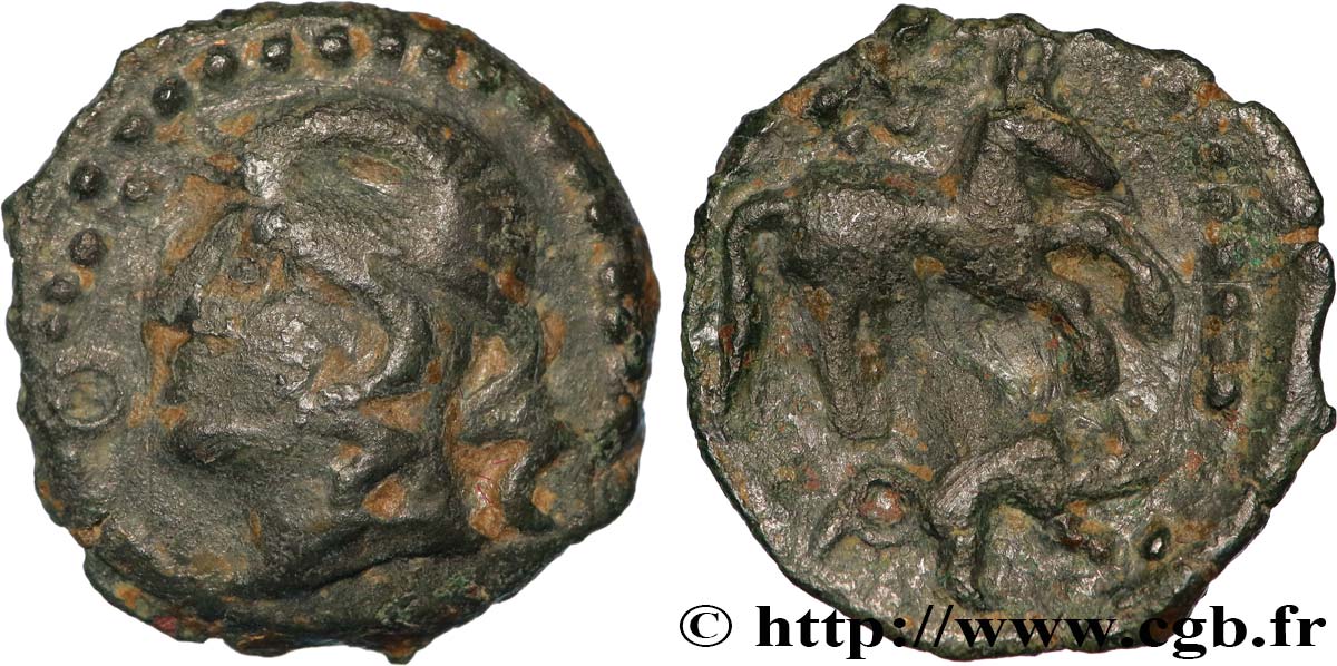 GALLIA - CARNUTES (Area of the Beauce) Bronze au cheval et au sanglier VF/XF