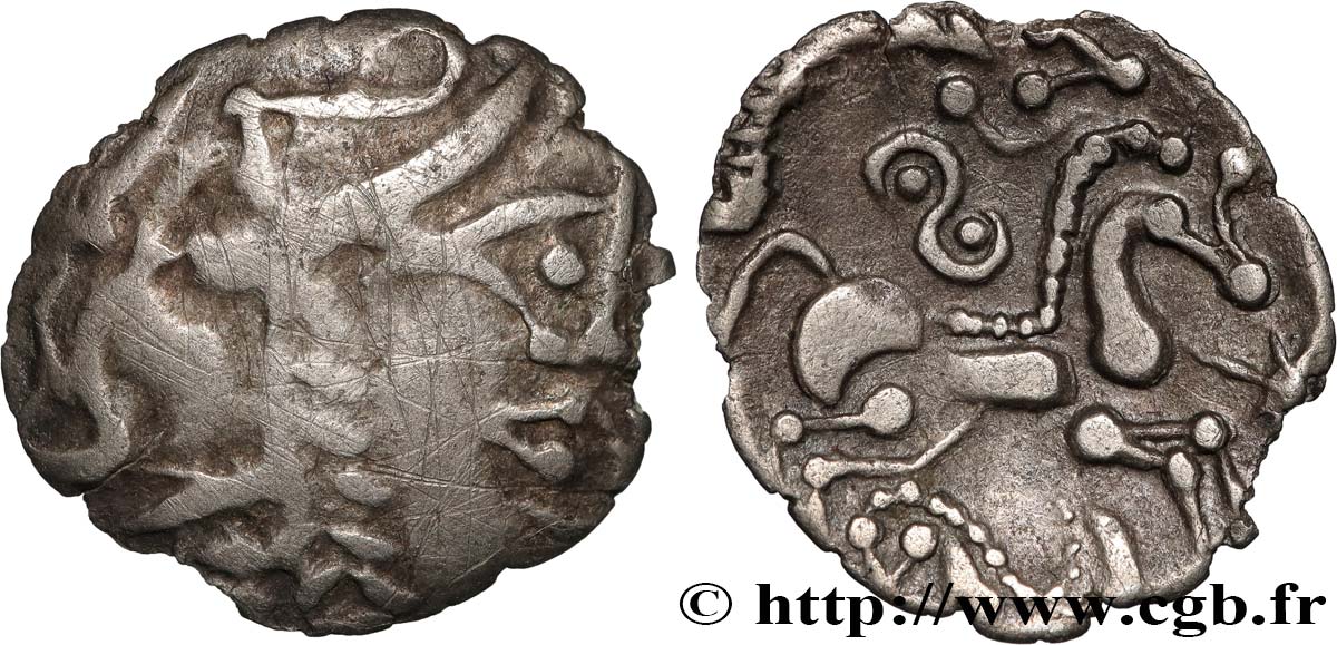 GALLIA BELGICA - AMBIANI (Regione di Amiens) Denier d argent scyphate dit “à l hippocampe” BB/q.SPL