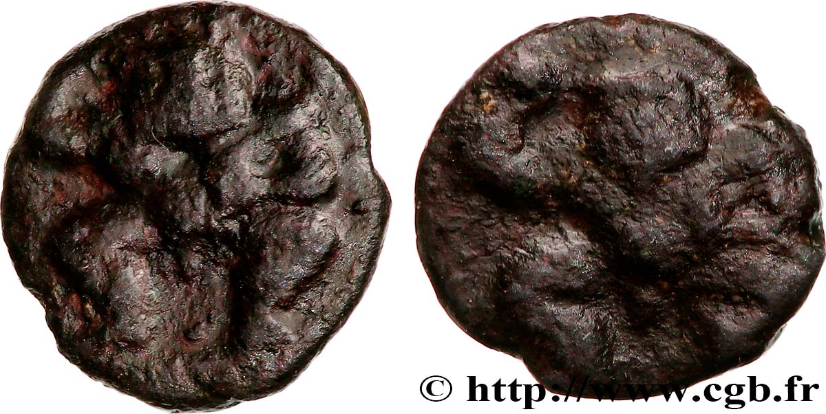 HISPANIA - IBERICO - EBUSUS (Baleares, Ibiza) Petit bronze aux dieux Bes BC+