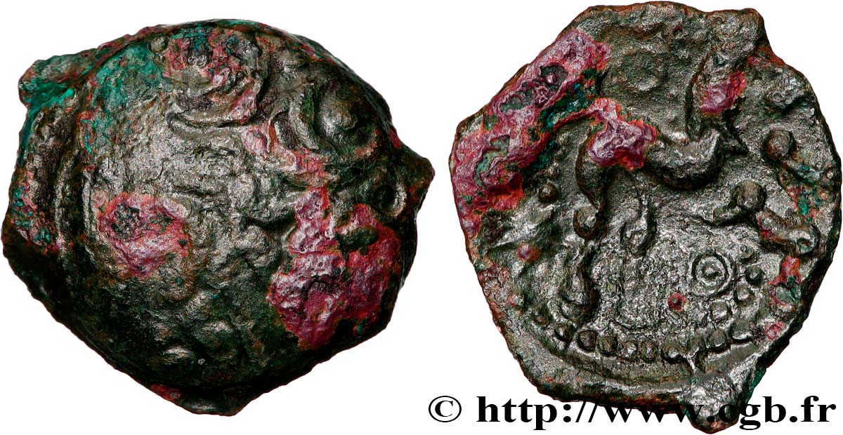 GALLIA - AULERCI EBUROVICES (Región d Evreux) Bronze au cheval, dérivé de types belges BC/BC+