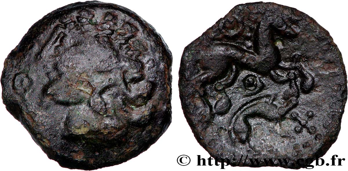 GALLIA - AULERCI EBUROVICES (Area of Évreux) Bronze au cheval et au sanglier XF/AU