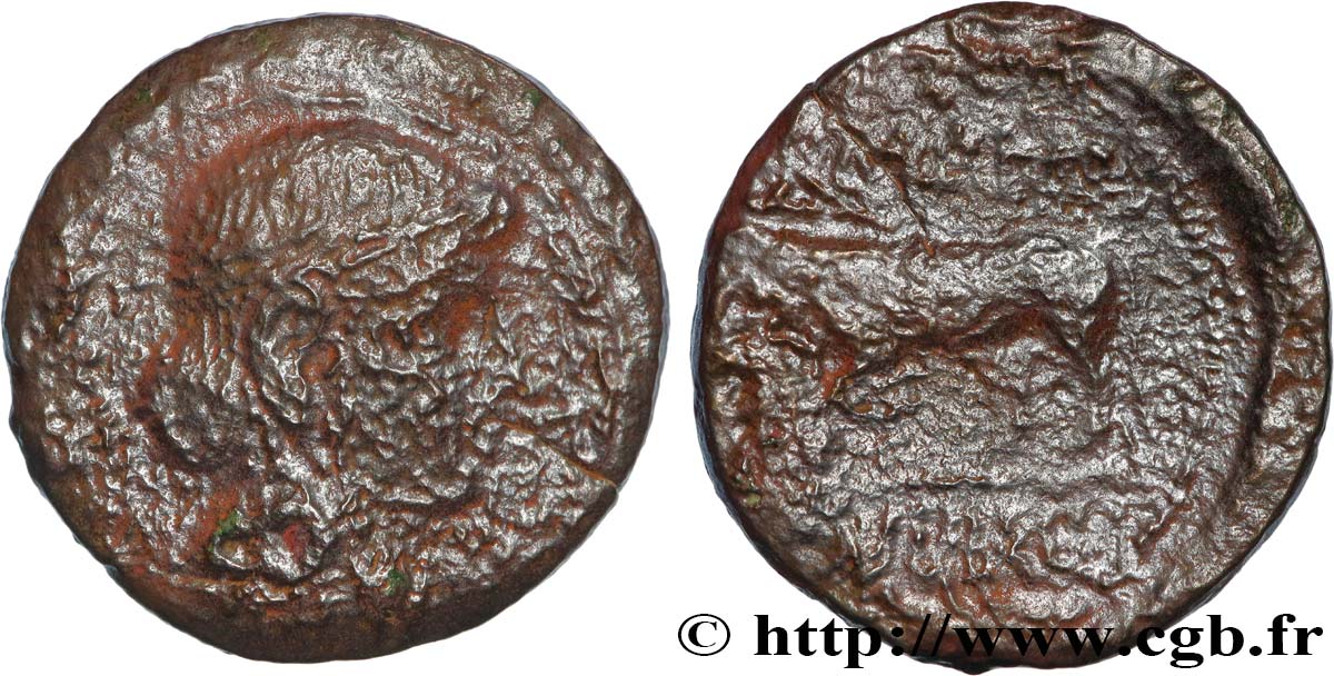 GALLIA BELGICA - REMI (Area of Reims) Bronze GERMANVS INDVTILLI au taureau (Quadrans) VF