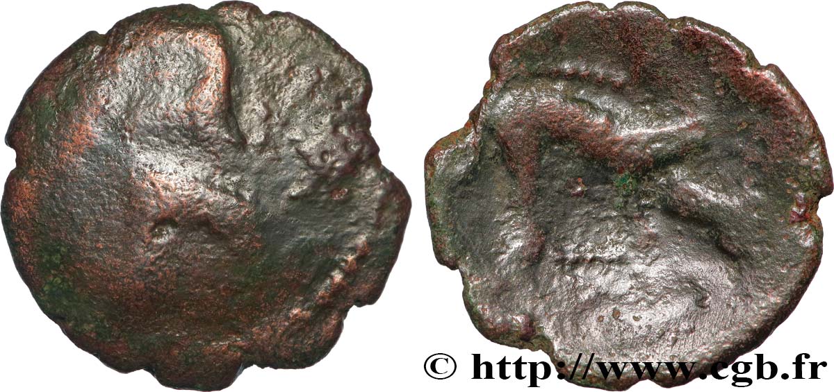 GALLIA - AULERCI EBUROVICES (Región d Evreux) Bronze aux animaux affrontés RC/BC