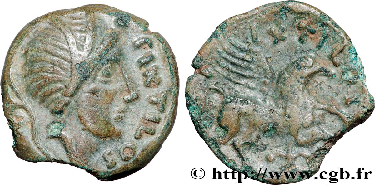 GALLIA - CARNUTES (Area of the Beauce) Bronze PIXTILOS classe VI au griffon courant AU/XF