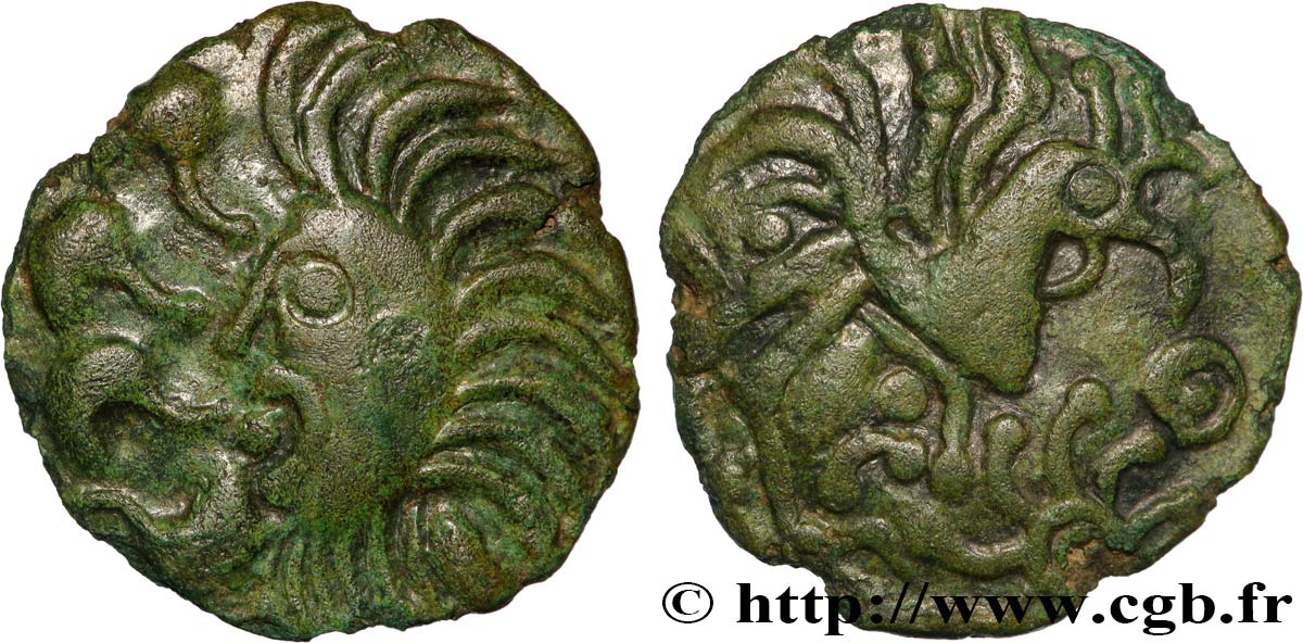 GALLIEN - BELGICA - BELLOVACI (Region die Beauvais) Bronze au coq à tête humaine fVZ