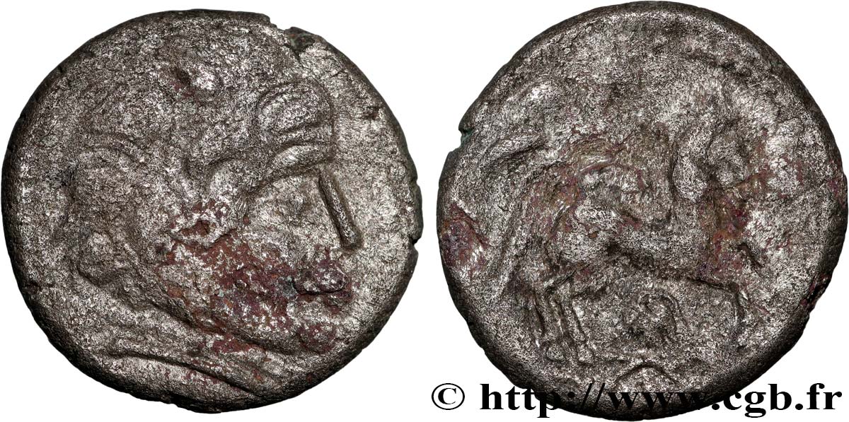 GALLIA - NAMNETES (Regione di Nantes) Drachme d’argent à l hippophore - portrait aquitanique BB