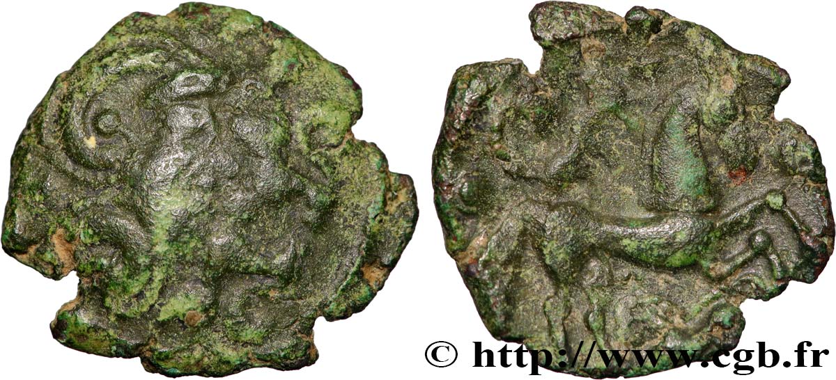 GALLIA BELGICA - BELLOVACI, UNSPECIFIED Bronze imitant les drachmes carnutes LT. 6017 VF/VF