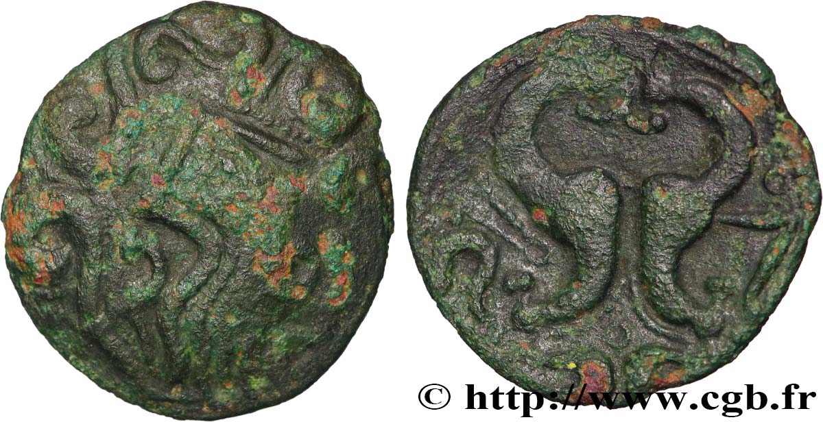 GALLIA BELGICA - AMBIANI (Area of Amiens) Bronze aux hippocampes adossés, BN. 8526 XF