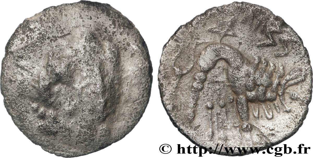 GALLIA - MID-WESTERN, UNSPECIFIED Drachme au lion et à l’étoile, imitée de Marseille, tête à gauche F/XF