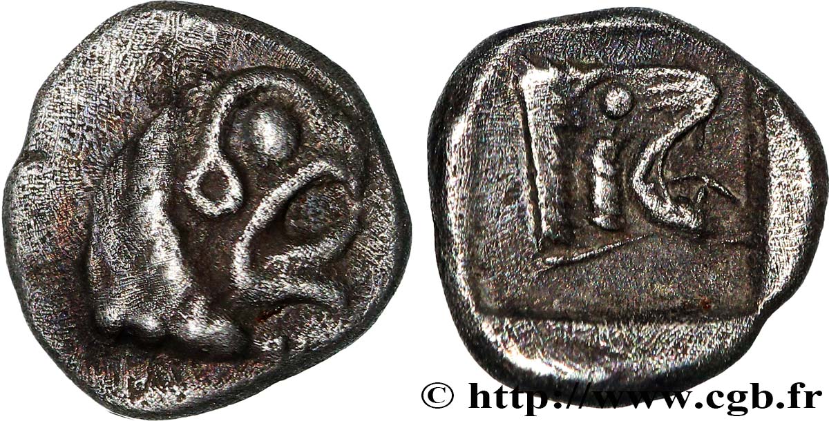 MASSALIA - MARSEILLE Obole du type du trésor d Auriol au griffon et au lion AU