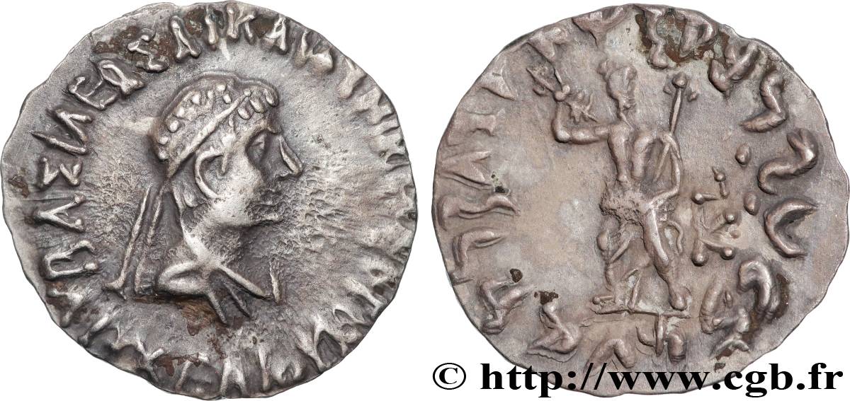 BACTRIA - BACTRIAN KINDOM - ARCHEBIOS Drachme bilingue AU