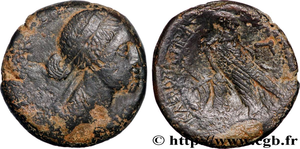 ROYAUME LAGIDE - CLÉOPÂTRE VII ET PTOLÉMÉE XIII Quatre-vingts drachmes BC+