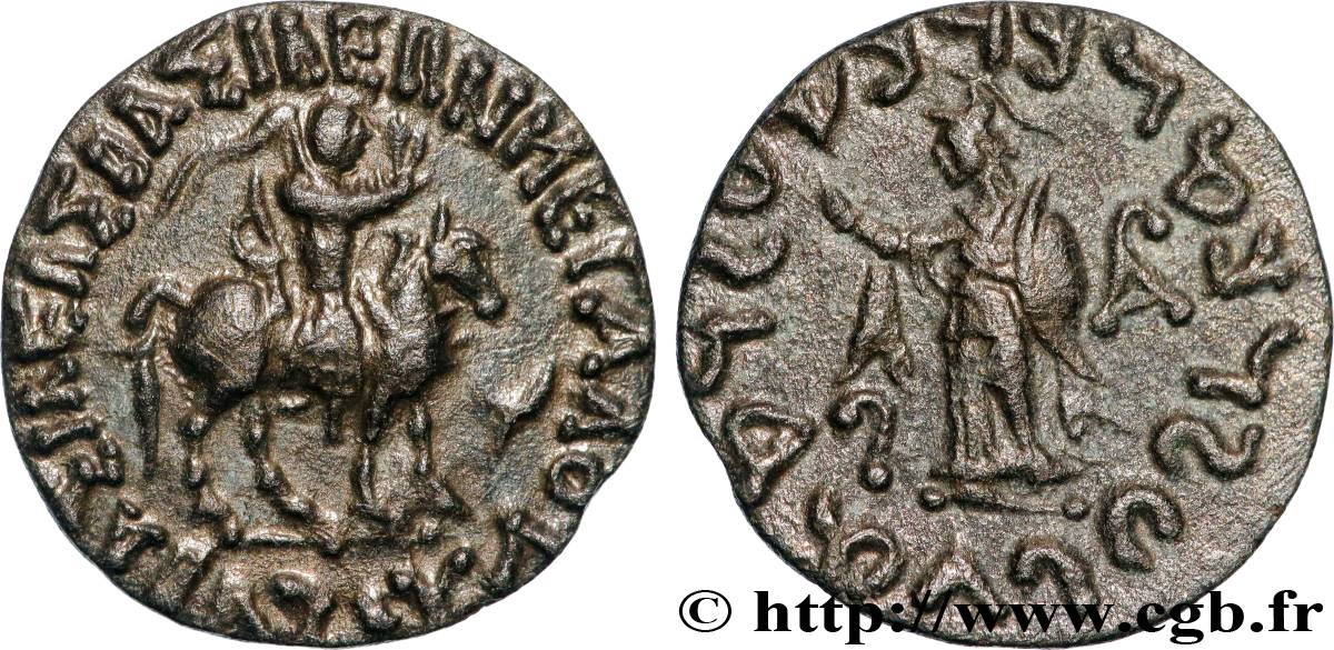 SCYTHIA - INDO-SCYTHIAN KINGDOM - AZES Drachme bilingue AU
