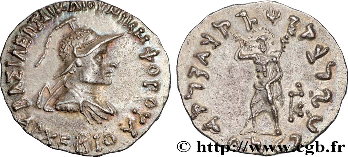 BACTRIANE - ROYAUME DE BACTRIANE - ARCHÉBIOS Tetradrachme bilingue SUP