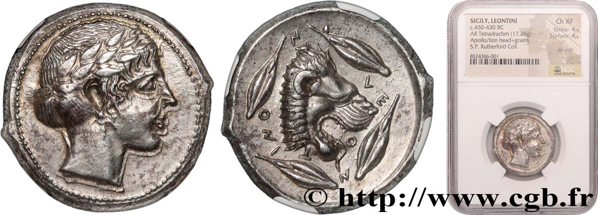 SICILE - LÉONTINI Tétradrachme SUP/SPL