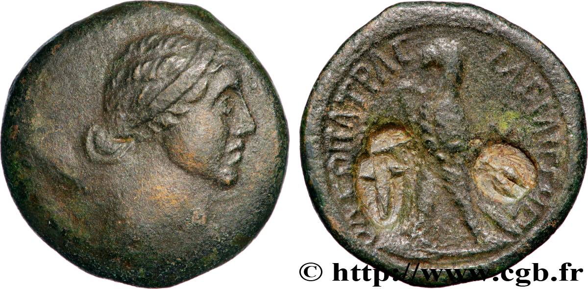 ROYAUME LAGIDE - CLÉOPÂTRE VII ET PTOLÉMÉE XIII Quarante drachmes VF
