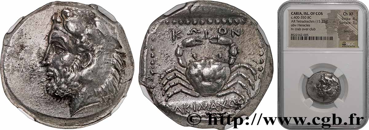 CARIA - CARIAN ISLANDS - KOS Tétradrachme AU