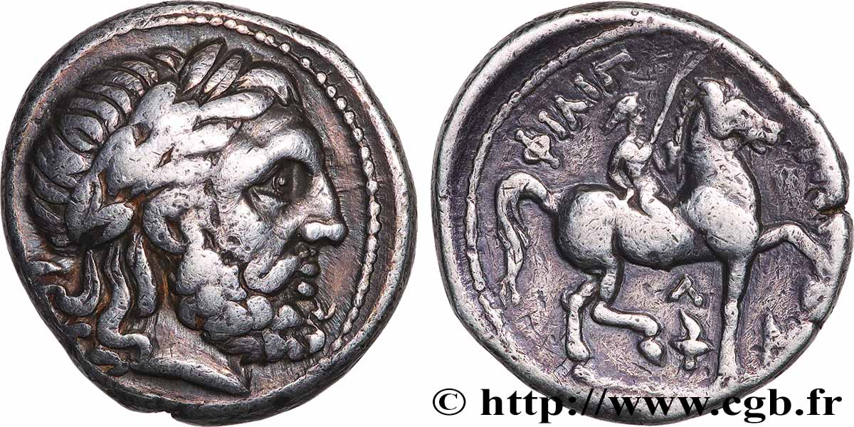 CELTES DU DANUBE - IMITATIONS DES TÉTRADRACHMES DE PHILIPPE II ET DE SES SUCCESSEURS Tétradrachme au cavalier, imitation de Philippe II TTB+/TTB