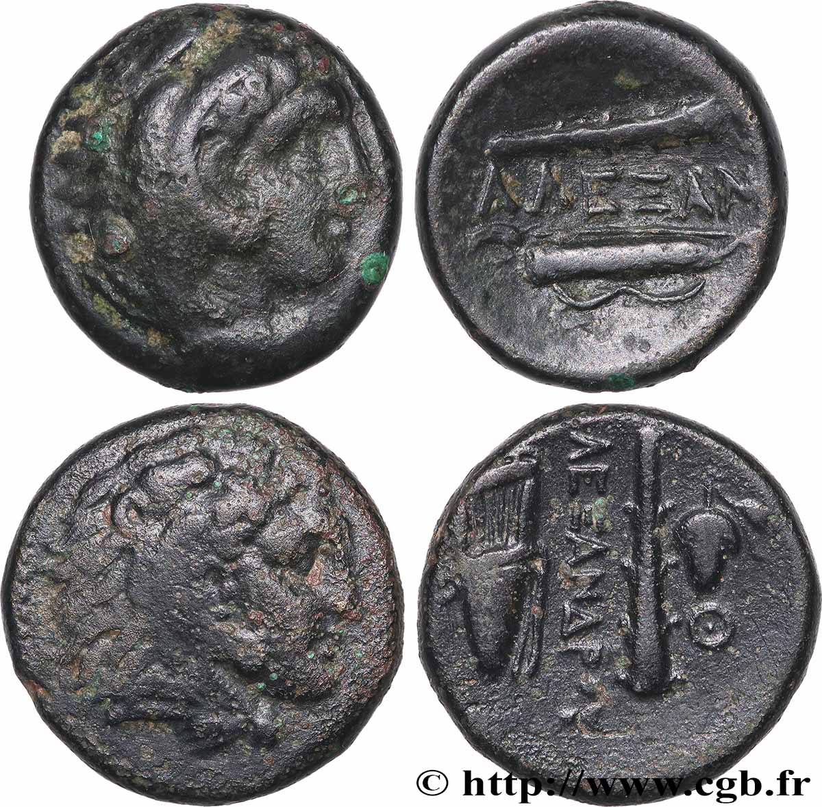 LOTS Lot de deux bronzes au type d’Alexandre lot