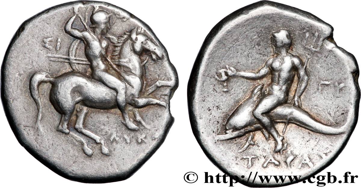 CALABRE - TARENTE Nomos, statère ou didrachme TTB+/TTB